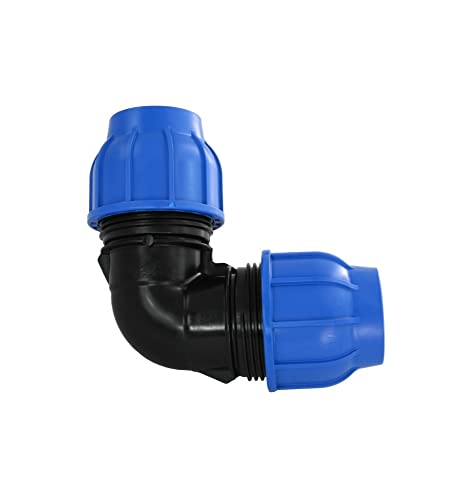 PP-Fitting 90 Grad Winkel 50mm - PE Rohr - 50 x 50 PE Verschraubung Klemmverbinder PN16, DVGW PP-Fitting 90 Grad Winkel 50mm - PE Rohr - 50 x 50 PE Verschraubung Klemmverbinder PN16, DVGW von AkvoDrip