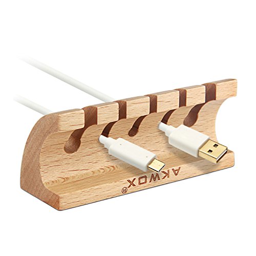 Holz Kabelhalter für USB-Kabel Ladekabel Akwox Kabelclips Selbstklebend Drahthalter für Schreibtisch Kabelmanagement von Akwox