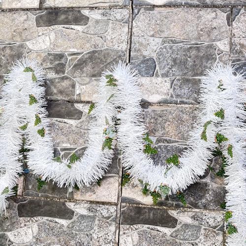 5m Weihnachtsgirlande mit Beleuchtung mit Timer, Girlande Weihnachten, Treppengeländer Tannengirlande Treppe Kamin, Beleuchtete Weihnachtsdeko Schnee (Weihnachtsbaum, Ohne Beleuchtung) von Akxlax
