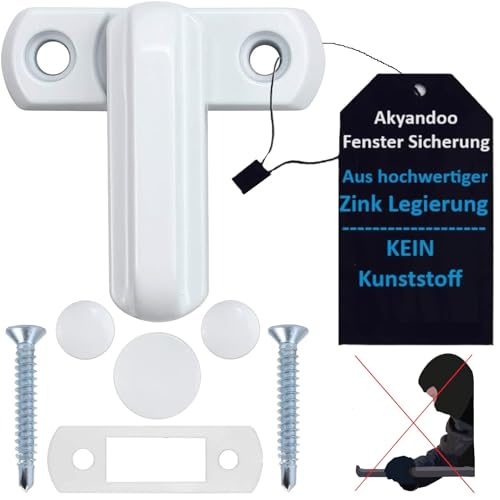 Akyandoo Fenstersicherung Fensterschloss Fensterriegel Einbruchschutz Kindersicherung NEU 1 x Fenstersicherung Weiss - Weiß - White von Akyandoo