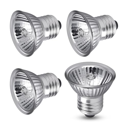 Akynite E27 50W UVA UVB Glühbirne für Wärmelampe Schildkröten, Heizlampe Reptilien Dimmbar, AC 220-240V, E27 UV Lampe Terrarium für Reptilien Geckos Schlangen Chamäleons, 4 Stück von Akynite
