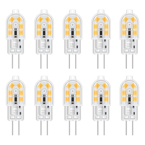 Akynite Einbaustrahler G4 LED 12V 2W AC/DC Neutralweiß 4000K, G4 10W 20W Halogenlampe Ersatz, LED G4 Stiftsockellampe Neutralweiss für Dunstabzugshaube Lampe, nicht dimmbar, 10er-Set von Akynite