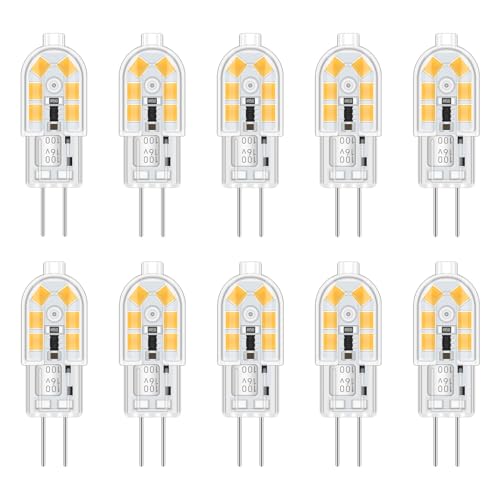 Einbaustrahler G4 LED 12V 2W AC/DC Neutralweiß 4000K, G4 10W 20W Halogenlampe Ersatz, LED G4 Stiftsockellampe Neutralweiss für Dunstabzugshaube Lampe, nicht dimmbar, 10er-Set von Akynite