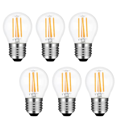 Akynite Glühbirne G45 E27 LED 4W Kaltweiß 6000K, 400LM, AC 220V, E27 40W ersatz, Filament LED Globe Lampe E27 Kaltweiss Klar für Dekorative Beleuchtung, Nicht Dimmbar 6er-set von Akynite