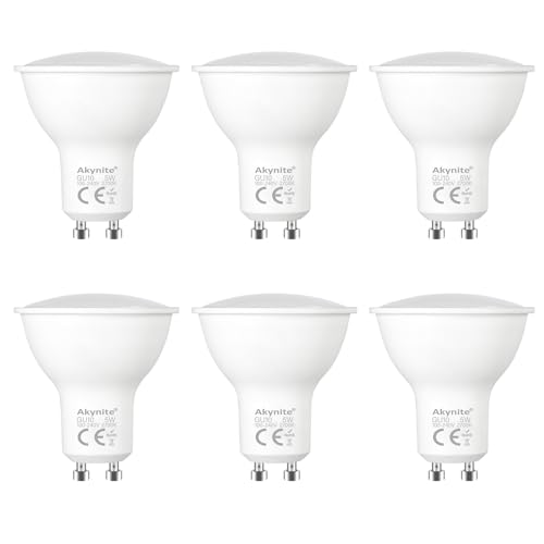 Akynite Leuchtmittel GU10 LED 5W Warmweiß 2700K 500LM, 120 Grad, AC 230V, 50mm MR16 GU10 50W Halogen ersatz, Nicht Dimmbar, LED Einbaustrahler GU10 Warmweiss 220V für Küche Korridor, 6er-Set von Akynite