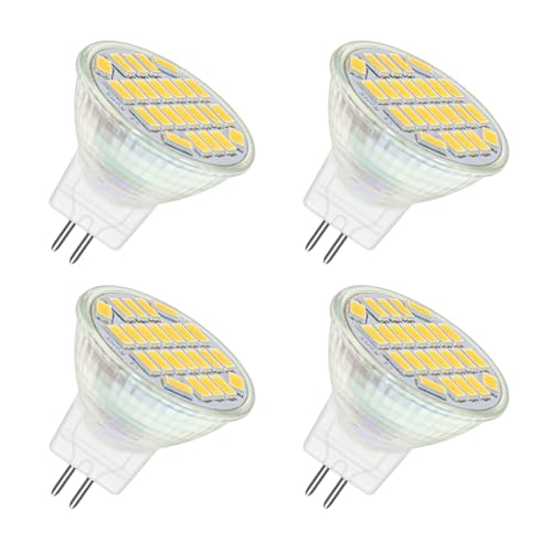 Akynite MR11 GU4 12V LED 4W Neutralweiß 4000K, 120 Grad, 400LM, 35mm MR11 35W Halogen Ersatz, 12V-24V AC DC LED Einbaustrahler GU4 MR11 für Bad Dunstabzugshaube, Nicht Dimmbar, 4er-set von Akynite