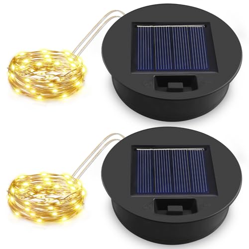 Akynite Solar Ersatzdeckel 8.44 cm für Solarleuchte Außenlaternen, 1.2V 600mAh, IP44 Ersatzmodule für Solarlampen, 36 LED Streifen Licht für Garten Laterne Terrasse Beleuchtung, Warmweiß 2 Stück von Akynite