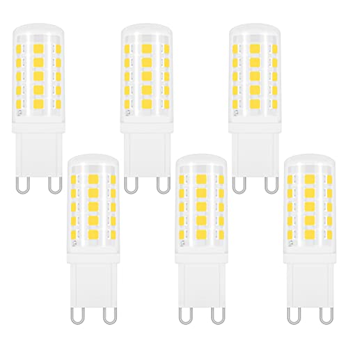Akynite G9 LED 4W Kaltweiß 6000K, 400LM, 33W 40W G9 Halogenlampe ersetzt, Stiftsockellampe G9 LED Kaltweiss für Spiegelleuchte Kristallleuchter Tischlampe, Nicht Dimmbar, 6er-Set von Akynite