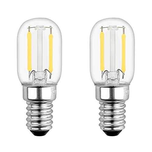 Kühlschranklampe Kaltweiß E14 T22 2W LED, 200LM, 230V, Ersatz Glühlampe 15W, LED Kerzenlampe E14 2 watt Klein für Salzlampe Nachtlicht Nähmaschinebirne, Nicht Dimmbar, 2er-Set von Akynite