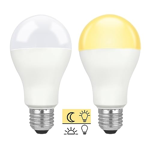 LED Dämmerungslampe E27 12W Warmweiß 3000K mit Lichtsensor, 1200LM, AC 230V, 160 Grad, E27 100W ersatz, Glühbirnen mit Dämmerungssensor für Außenlampe für Eingangsbereich Garten, 2er Set von Akynite