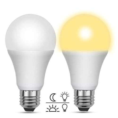 LED Dämmerungslampe E27 12W Warmweiß 3000K mit Lichtsensor, 1200LM, AC 230V, 160 Grad, E27 100W ersatz, Glühbirnen mit Dämmerungssensor für Außenlampe für Eingangsbereich Garten, 2er Set von Akynite