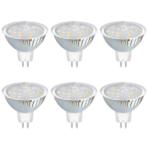 Akynite Deckenstrahler GU5.3 12V LED 3W Neutralweiß 4000K, 120 Grad, 300lm, GU5.3 20W Halogen Ersatz, 50mm AC DC 12V MR16 GU5.3 LED-Einbaustrahler Neutralweiss, nicht dimmbar, 6 Stück von Akynite