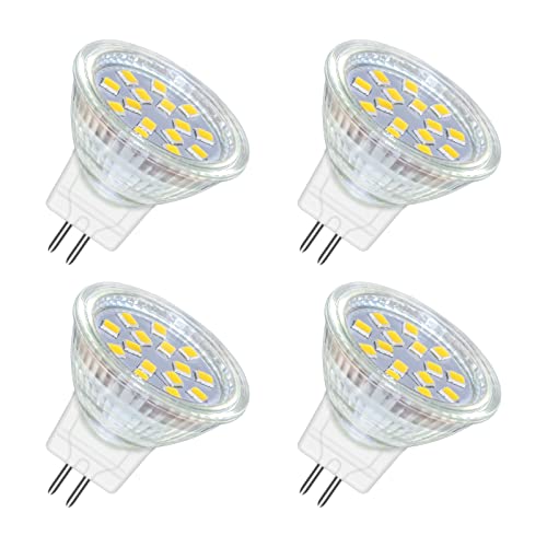 Akynite MR11 GU4 LED 2W Kaltweiß 6000K, 250LM, 120 Grad, 35mm MR11 10W 20W Halogen Ersatz, GU4 MR11 12V-24V AC DC LED Einbaustrahler Kaltweiss für Wohnmobil Dunstabzugshaube, 4er-set von Akynite