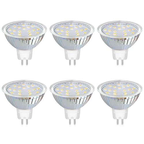 Akynite Deckenstrahler GU5.3 MR16 12V LED 3W Kaltweiß 6000K, 120 Grad, 300lm, GU5.3 20W Halogen Ersatz, 50mm AC DC 12V MR16 GU5.3 LED-Einbaustrahler Kaltweiss, nicht dimmbar, 6 Stück von Akynite