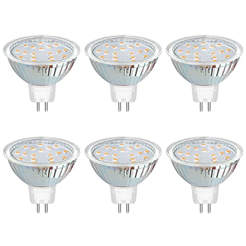 Akynite Leuchtmittel GU5.3 12V 3W Warmweiß 3000K, 120 Grad, 300lm, GU5.3 30W Halogen Ersatz, 50mm AC DC 12V MR16 GU5.3 LED-Einbaustrahler Warmweiss, nicht dimmbar, 6 Stück von Akynite