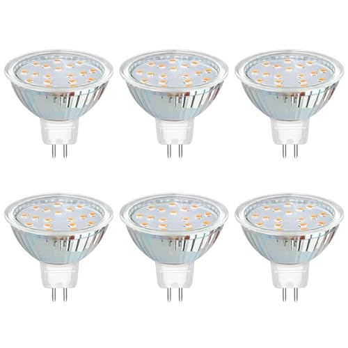 Akynite Leuchtmittel GU5.3 12V 3W Warmweiß 3000K, 120 Grad, 300lm, GU5.3 20W Halogen Ersatz, 50mm AC DC 12V MR16 GU5.3 LED-Einbaustrahler Warmweiss, nicht dimmbar, 6 Stück von Akynite