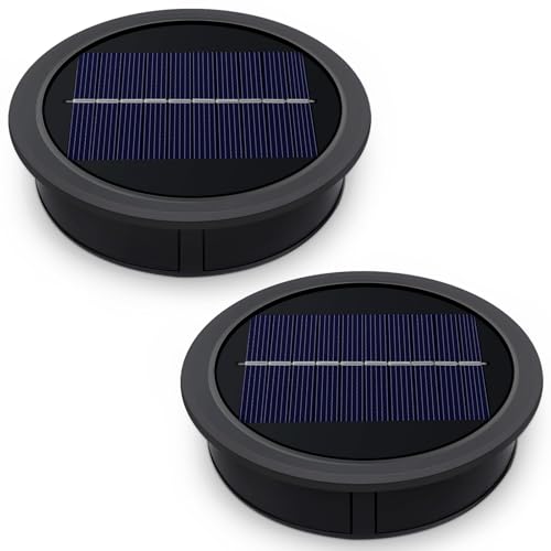 Solar Ersatzdeckel 10.5 cm für Solarlaterne, 3.7V 1200mAh, IP44 Ersatzmodule Solarlampen Warmweiß Licht, LED Solarleuchten Ersatz Top für Außen Garten Laterne Gartendeko, 2 Stück von Akynite