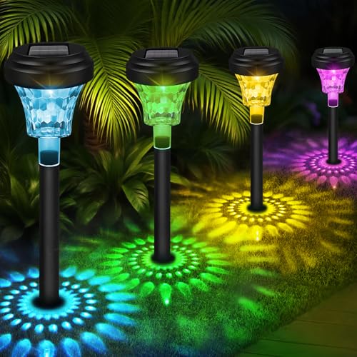 8 Stück Solarlampen für Außen Garten RGB Farbwechsel & Warmweiß, IP65 Wasserfest‌ Solarleuchten, Auto Ein/Aus LED Gartenlampe Solar Wegeleuchten für Außen Gartendeko Innenhof Pfade von Akynite