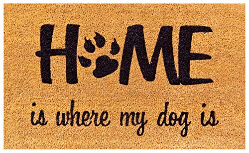 Akzente Home is my dog Coco Design Kokosfußmatte 045 x 075 cm Fußabtreter, Schmutzfangmatte von Akzente GmbH