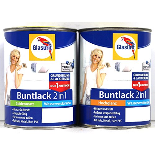 Glasurit "Buntlack 2in1 Hochglanz Wasserv." - 250ml (RAL 1015 Hellelfenbein) von Akzo Nobel