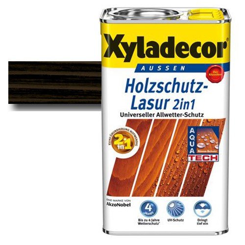 Xyladecor® Holzschutz-Lasur 2 in 1 Ebenholz 2,5 l - schützt vor Nässe & UV-Licht | imprägniert | farbbeständig von Akzo Nobel