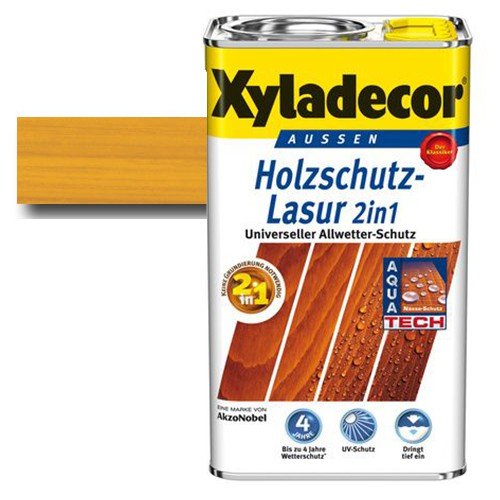 Xyladecor® Holzschutz-Lasur 2 in 1 Eiche hell 2,5 l - Keine Grundierung mehr notwendig | schützt & imprägniert von Akzo Nobel