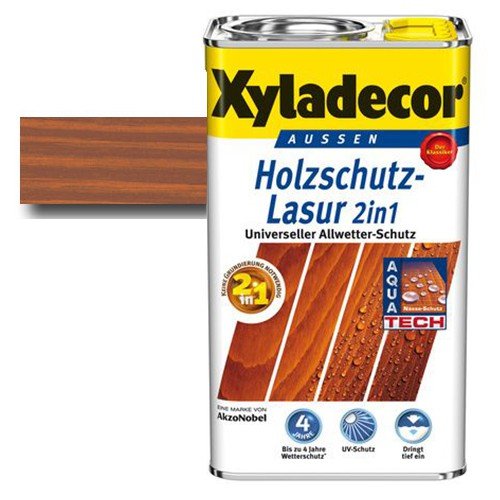 Xyladecor® Holzschutz-Lasur 2 in 1 Teak 4 l - Wetterschutz | farbbeständig | Dünnschicht-Lasur von Akzo Nobel