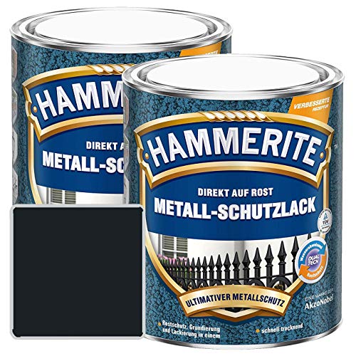 Hammerite Metall Schutzlack Hammerschlag-Effekt Rostschutz schwarz Sparpaket, 2 x 750ml von AkzoNobel-Hammerite