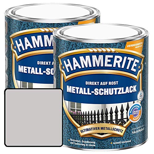 Hammerite Metall Schutzlack Hammerschlag-Effekt Rostschutz silbergrau Sparpaket, 2 x 750 ml von AkzoNobel-Hammerite
