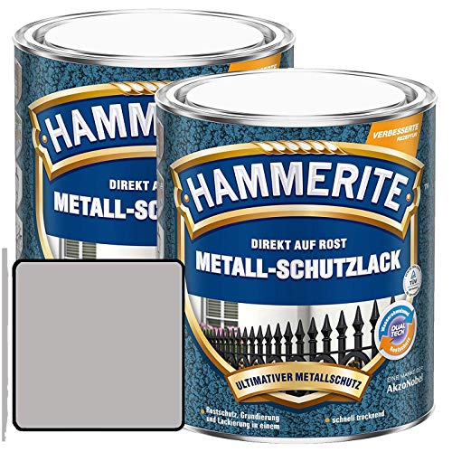 Hammerite Metall-Schutzlack glänzend Grundierung Rostschutz silber Sparpaket, 2 x 750ml von AkzoNobel-Hammerite