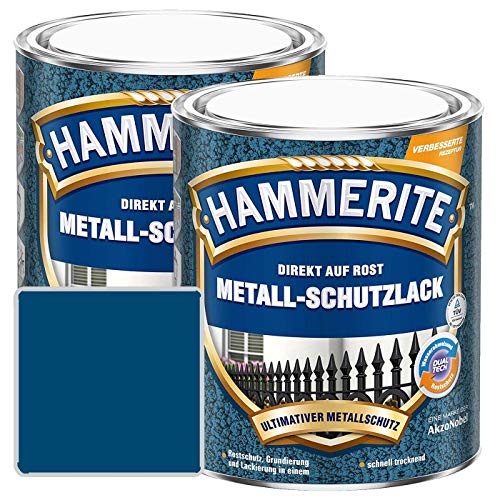 Hammerite Metall-Schutzlack glänzend Grundierung Rostschutz blau Sparpaket, 2 x 750ml von AkzoNobel-Hammerite