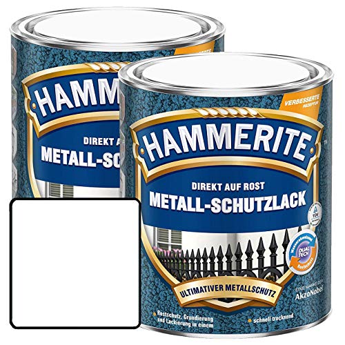 Hammerite Metall-Schutzlack glänzend Grundierung Rostschutz weiß Sparpaket, 2 x 750ml von AkzoNobel-Hammerite