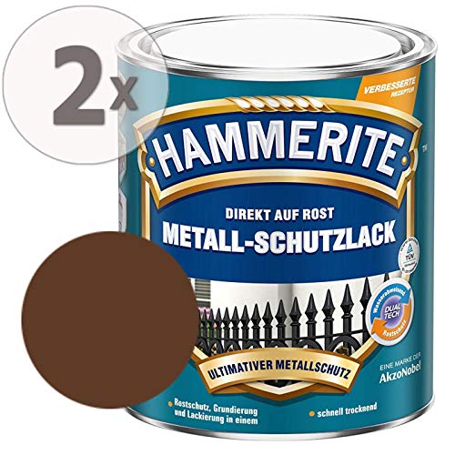 Hammerite Metall-Schutzlack matt Grundierung Rostschutz braun Sparpaket, 2 x 750 ml von AkzoNobel-Hammerite