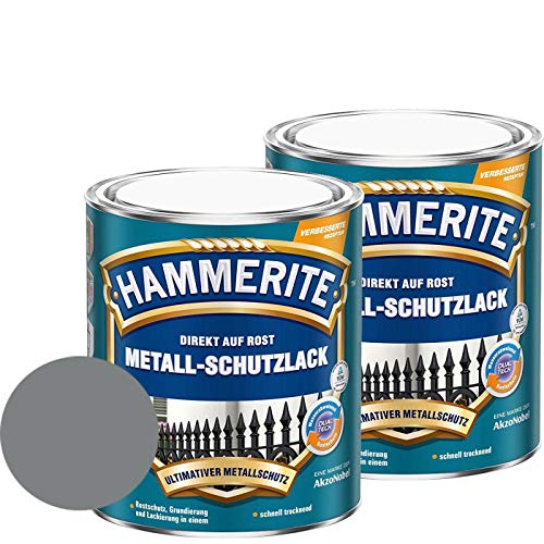 Hammerite Metall-Schutzlack matt Grundierung Rostschutz hellgrau Sparpaket, 2 x 750 ml von AkzoNobel-Hammerite