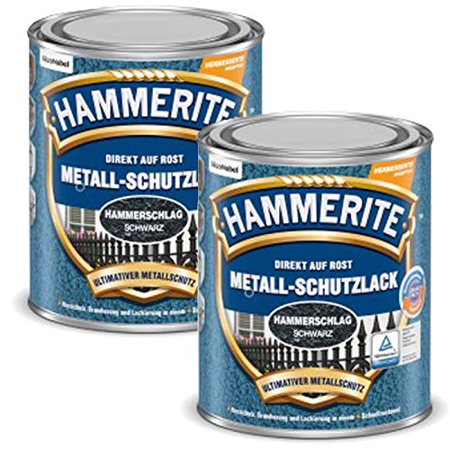 Hammerite Metall-Schutzlack matt Grundierung Rostschutz schwarz Sparpaket, 2 x 750 ml von AkzoNobel-Hammerite