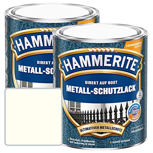 Hammerite Metall-Schutzlack matt Grundierung Rostschutz weiß Sparpaket, 2 x 750 ml von AkzoNobel-Hammerite