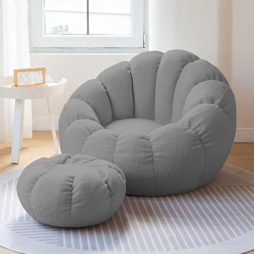 AlCEBYRE New Comfort Bean Bag Lounge, Lazy Sitzsack-Stuhlbezug (ohne Füllstoff) schafft einen coolen Sessel in Einer Gemütlichen Ecke 85 x 65 x 65cm,Grau von AlCEBYRE