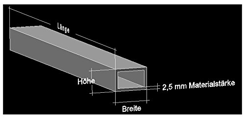 Alu Rechteckrohr 120 x 40 x 2,5 mm Aluminium AlMgSi0,5 Profilrohr Profil Aluprofil Rohr (150 cm) von AlMgSi0,5