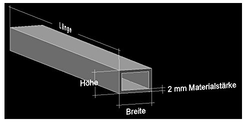 Alu Rechteckrohr 150 x 50 x 2 mm Aluminium AlMgSi0,5 Profilrohr Profil Aluprofil Rohr (100 cm) von AlMgSi0,5