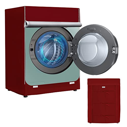 AlaSou Waschmaschinen-Abdeckung und Abdeckung für Waschmaschine, wasserdicht, für 4 Seitenabdeckungen, Abdeckungen für Waschmaschine und Waschmaschine, große Größe (60 x 60 x 85 cm, Rot) von AlaSou