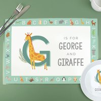 Personalisierte Kinder Alphabet Tischset - Zoo Tiere Design Jeder Name Kleinkind Mädchen Jungen Lernen Das Esstischmatte Kindertischset von AlabasterBoxIsLove