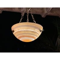 Alabaster Kronleuchter - Hängelampe Einzigartige Lampe Naturfarben Einzelstück Aus Stein Pendelndes Licht von Alabastermagic