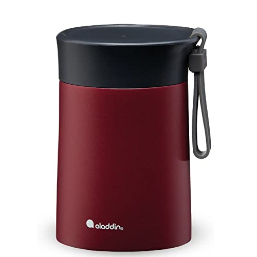 Aladdin Bistro Thermavac Stainless Steel Food Jar 0.4L Burgundy Red – Keeps hot or cold for 5.5 Hours - Double Wall Vacuum Insulation- Leakproof Lunch Container - Dishwasher Safe - BPA-Free von Aladdin
