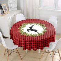 Frohe Weihnachten Hirsch Tischdecke| Frohes Neues Jahr Tischtuch| Runde Tischhülle| Esstischdecke| Individuelle Bedruckte Xmas Tischdecke von AladdinMagicalCarpet