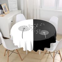 Runde Schwarz-Weiß Gemusterte Tischdecke| Rundes Tischtuch| Kreis Tischdeckel| Esstischdecke| Individuelle Bedruckte Tischdecke von AladdinMagicalCarpet
