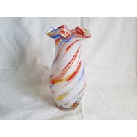 Vintage Glas Bunte Vase/Bunte Opal Glasvase/Vintage Glasvase Für Blumen/1980Er Jahre/Seltene Fund Auf Etsy von AladdinTypewriter