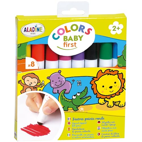 Aladine 3042016 8 Filzstifte mit abgerundeter Spitze, für Kinder ab 2 Jahren von Aladine
