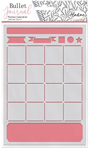 Aladine - Kalender-Schablone für Bullet Journal – Scrapbooking und kreative Hobbys – Schablone Format A5, Buchstaben Stil Brush von Aladine