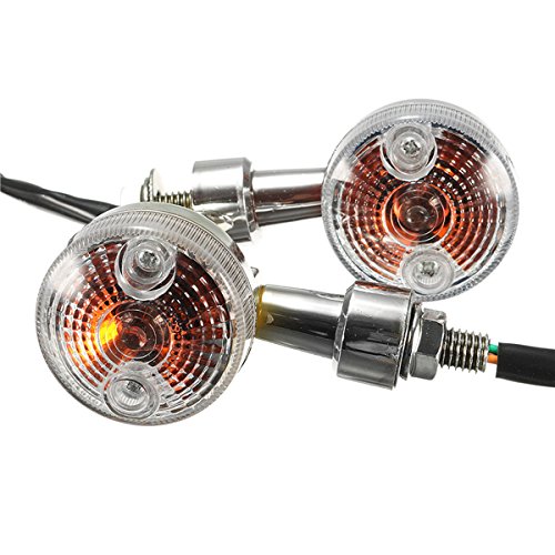 Alamor 2X Universal Mini Retro Motorrad Front Blinker Blinker Abmer-Silber von Alamor