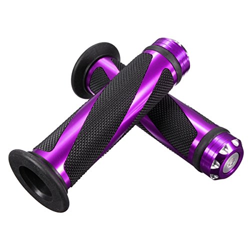 Alamor CNC Aluminium 7/8 Motorradlenker Gummi Hand Griffe-Lila von Alamor